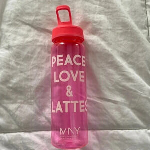 Peace Love & Latte Plastic Pink Water bottle